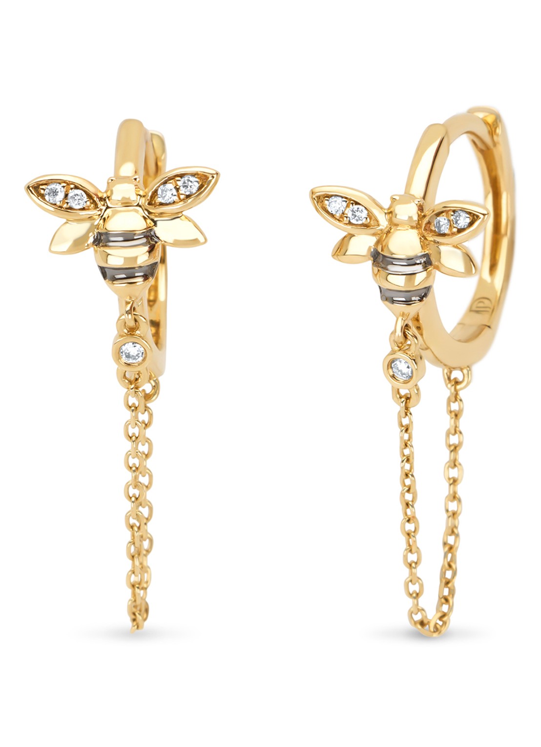 Diamond Point Geelgouden oorsieraden, 0.03 ct diamant, Queen Bee - voorkant geelgoud