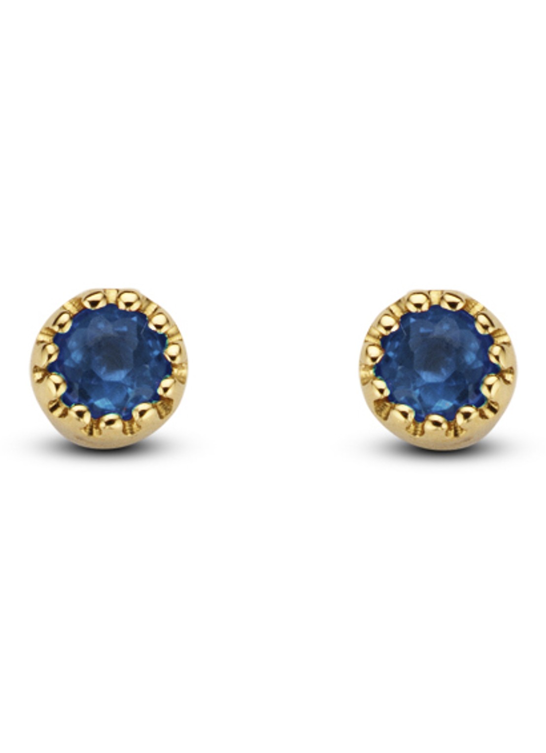 Diamond Point Geelgouden oorsieraden 0.10 ct blauwe saffier Joy - voorkant blauw