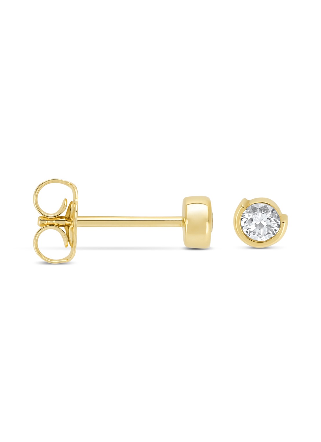 Diamond Point Geelgouden oorsieraden, 0.20 ct diamant, Starlight - voorkant geelgoud