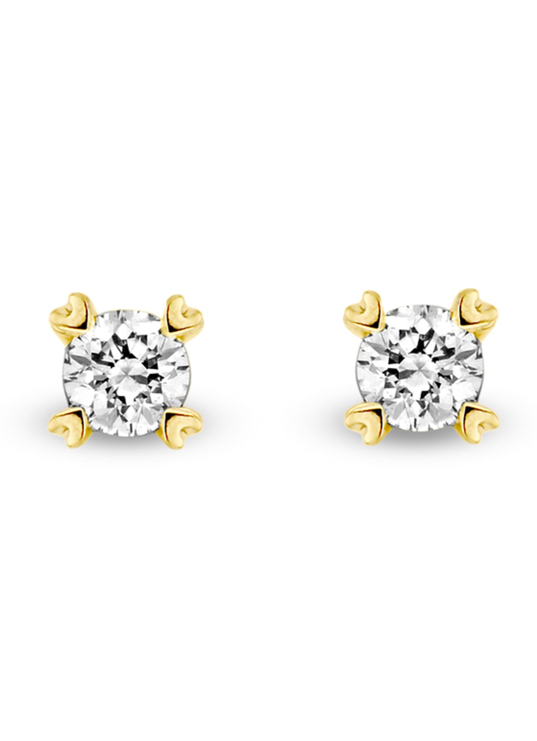 Diamond Point Geelgouden oorsieraden 0.22 ct diamant Hearts & Arrows - voorkant goud