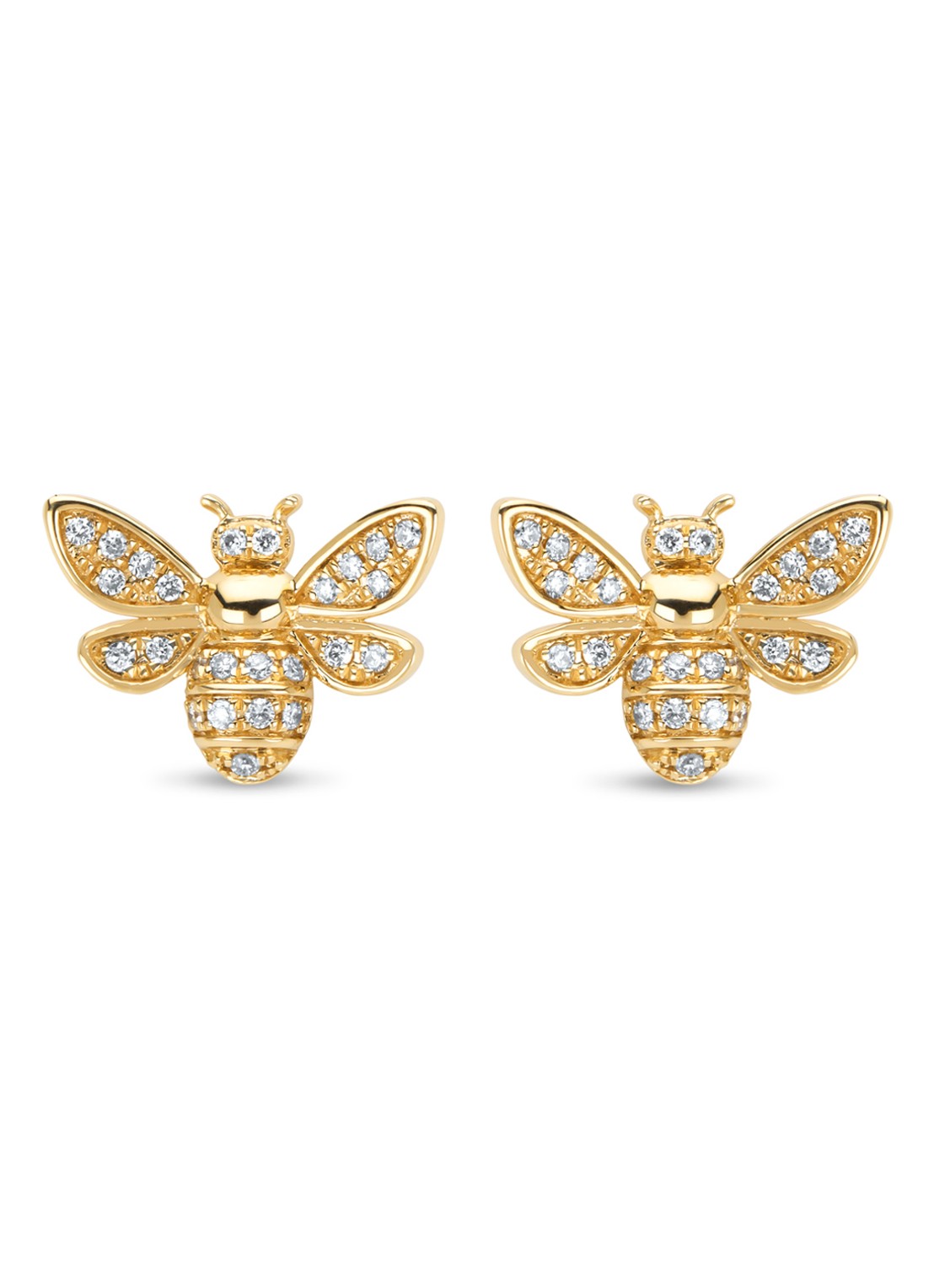 Diamond Point Geelgouden oorsieraden, 0.22 ct diamant, Queen Bee - voorkant geelgoud