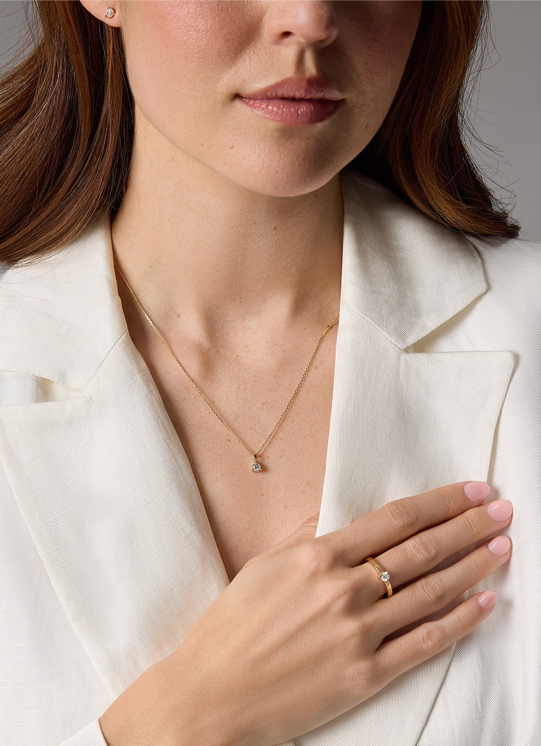 Diamond Point Geelgouden oorsieraden, 0,40 ct diamant, Hearts & Arrows - voorkant 2 geelgoud