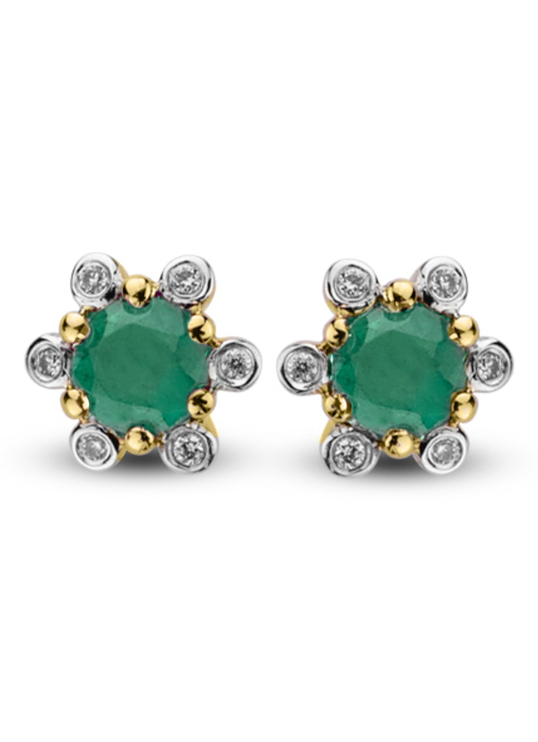 Diamond Point Geelgouden oorsieraden, 0.44 ct smaragd, Empress - voorkant groen