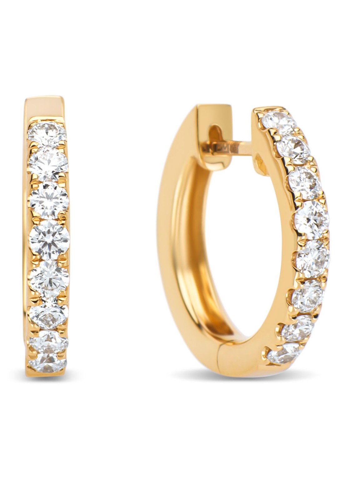 Diamond Point Geelgouden oorsieraden, 0.50 ct diamant, Hearts & Arrows - voorkant geelgoud