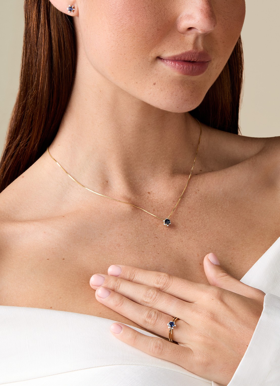 Diamond Point Geelgouden oorsieraden, 0.60 ct blauwe saffier, Empress - detail 3 blauw
