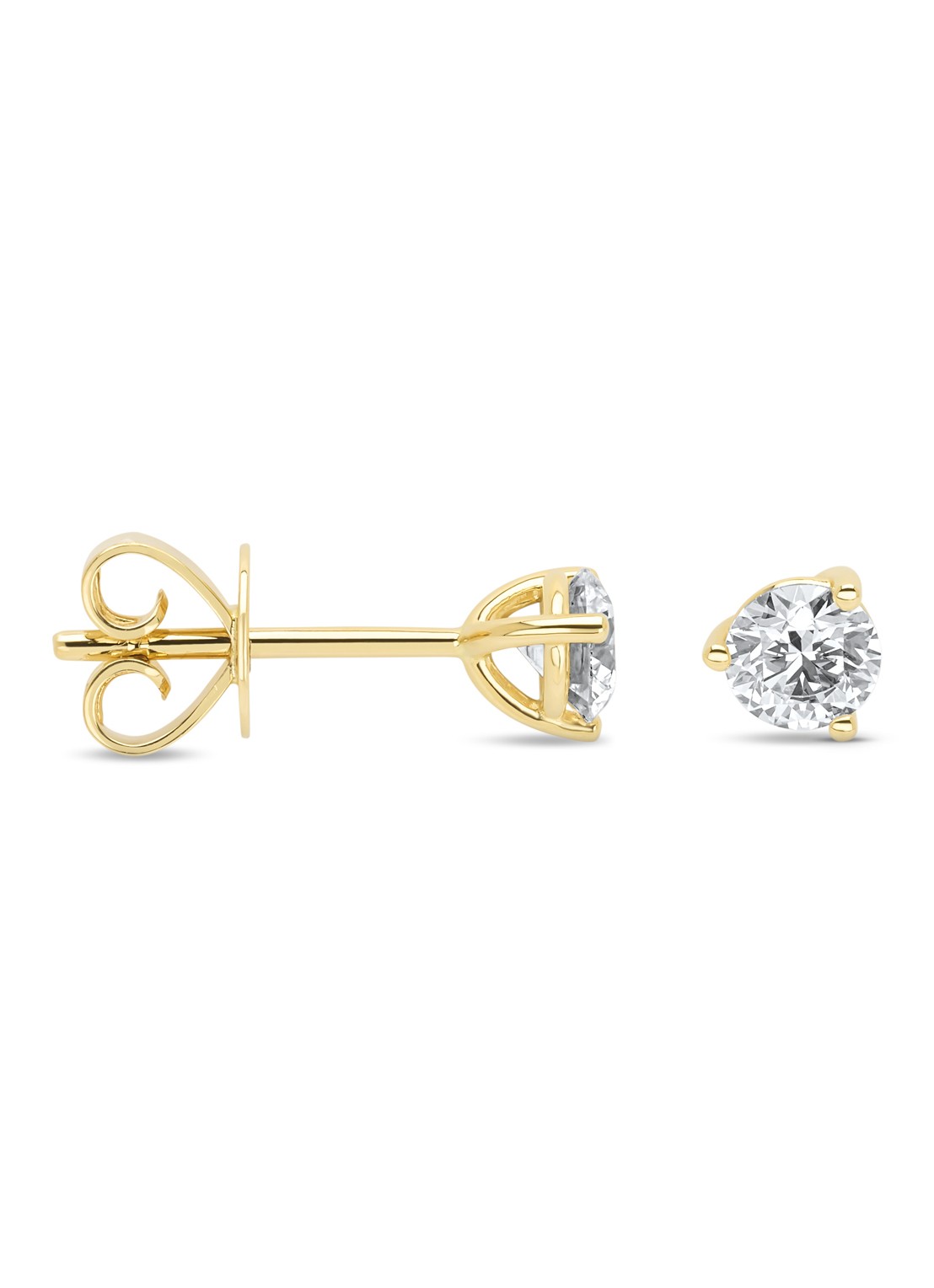 Diamond Point Geelgouden oorsieraden, 0.60 ct diamant, Hearts & Arrows - voorkant 2 geelgoud
