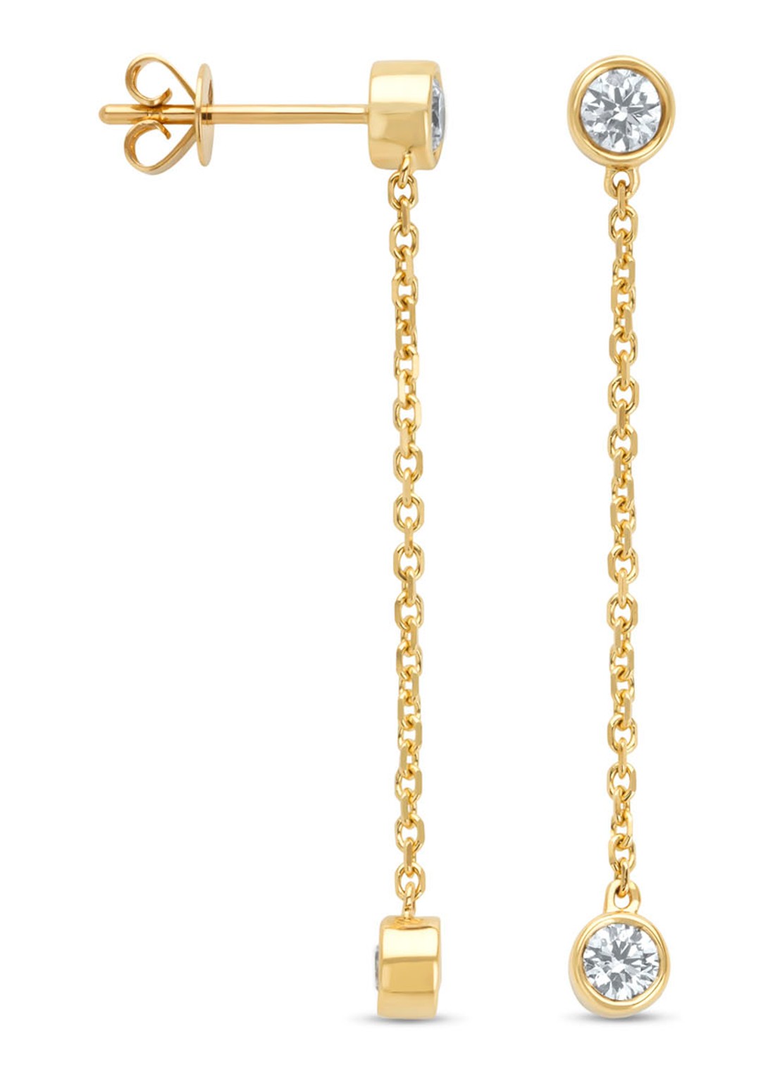 Diamond Point Geelgouden oorsieraden, 0.70 ct diamant, Hearts & Arrows - voorkant geelgoud