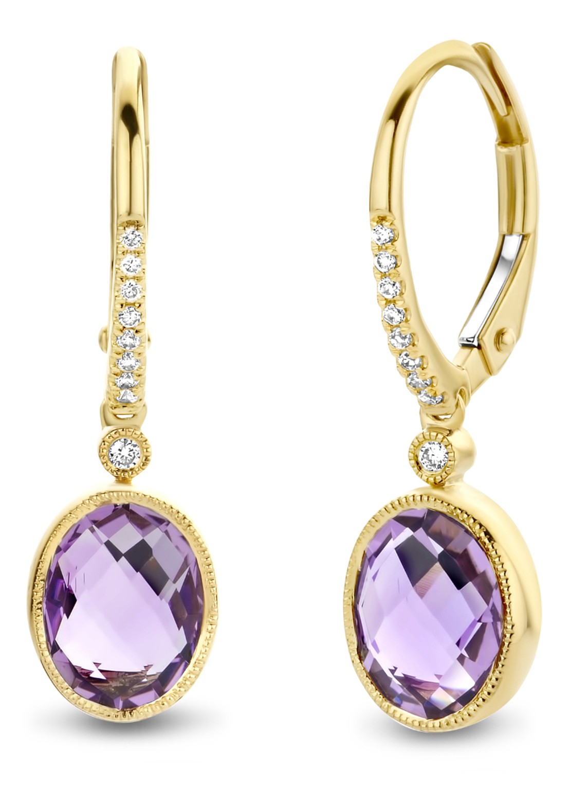 Diamond Point Geelgouden oorsieraden 2.46 ct paarse amethist Philosophy - voorkant geelgoud