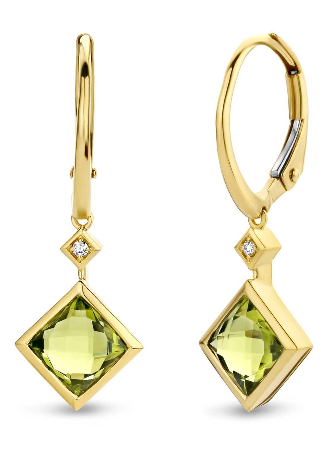 Diamond Point Geelgouden oorsieraden 2.74 ct peridoot Philosophy - voorkant geelgoud