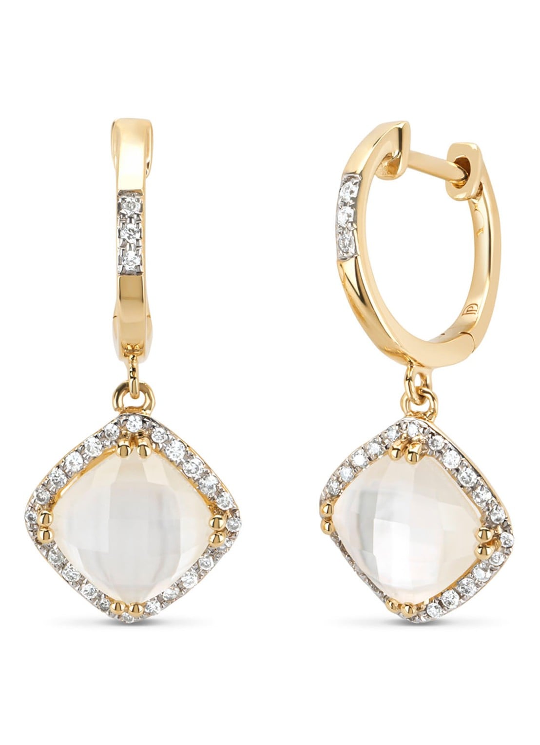Diamond Point Geelgouden oorsieraden, 2.79 ct kwarts, Fiësta - voorkant geelgoud