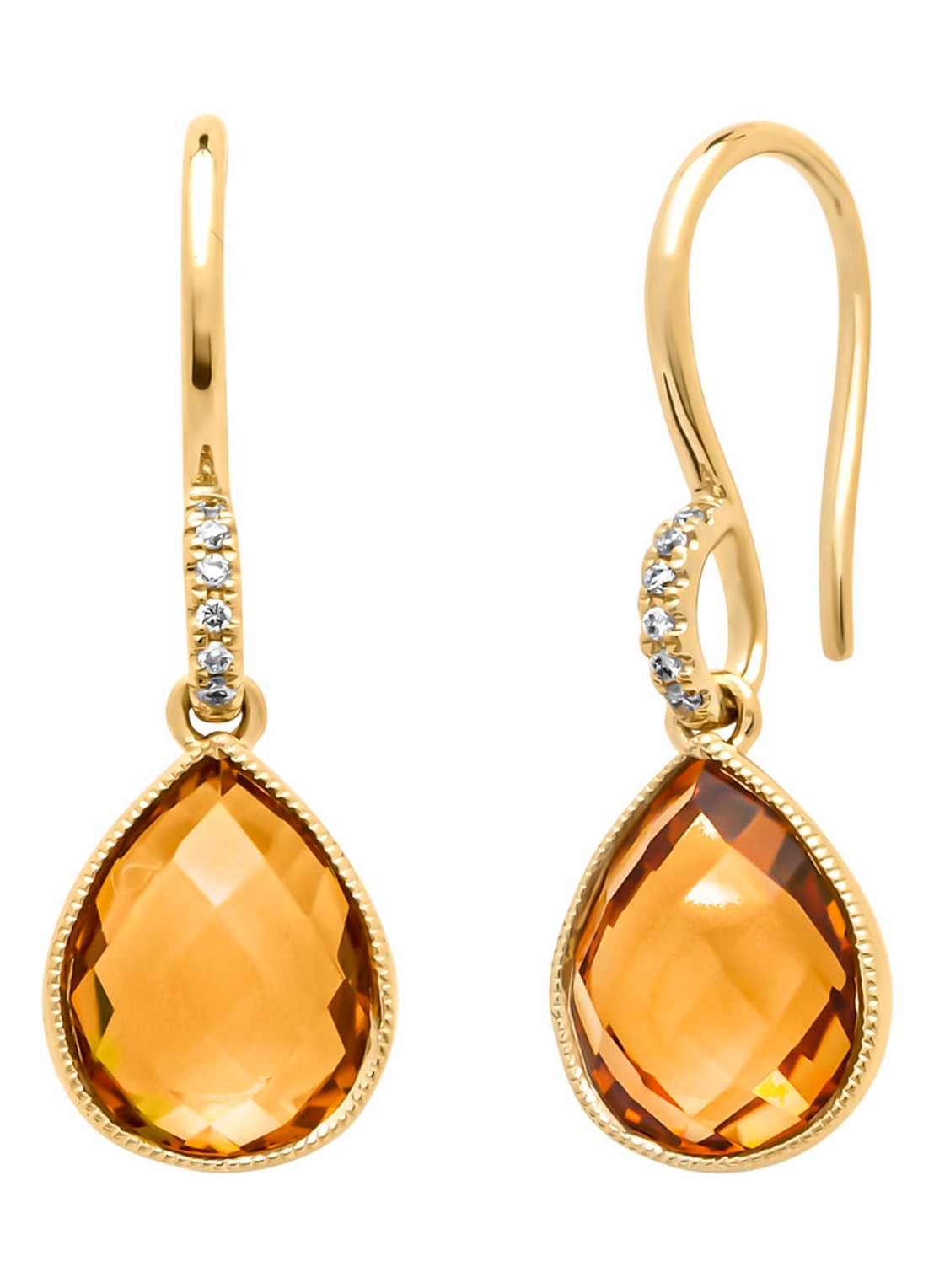 Diamond Point Geelgouden oorsieraden, 3.54 ct citrien, Philosophy - voorkant geelgoud