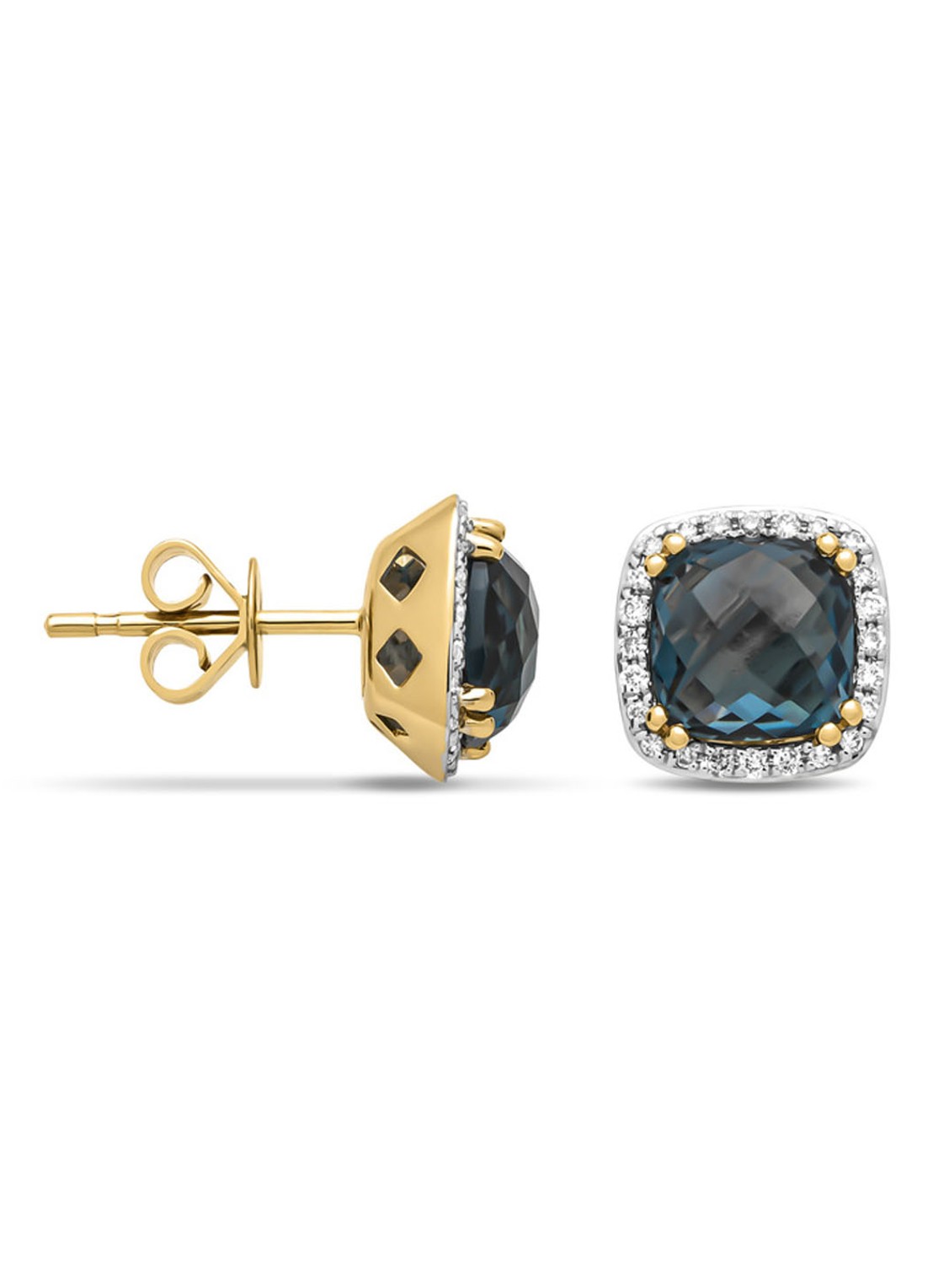 Diamond Point Geelgouden oorsieraden, 4.50 ct london topaas, Fiësta - voorkant geelgoud