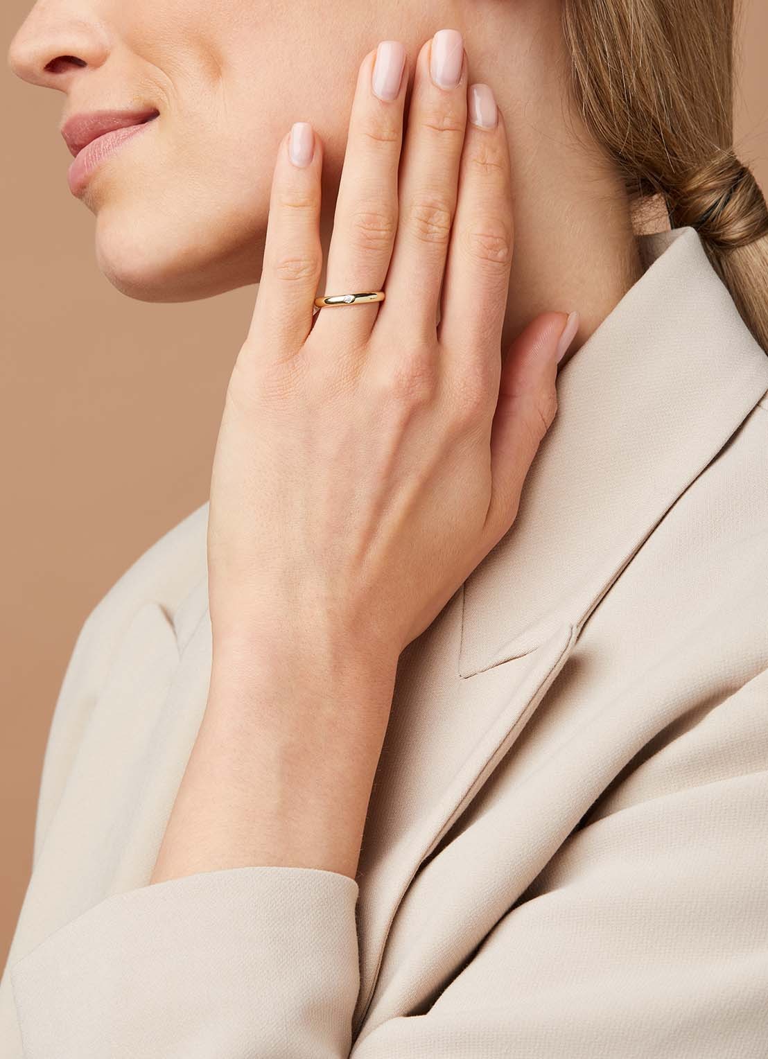 Diamond Point Geelgouden ring, 0.02 ct diamant, Wedding - voorkant 2 geelgoud