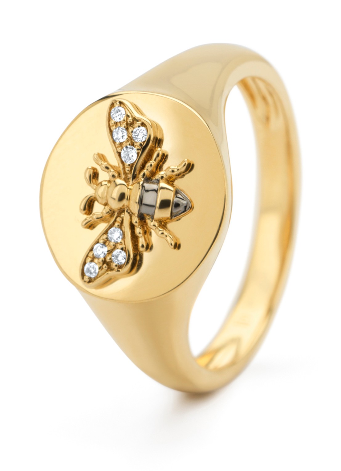 Diamond Point Geelgouden ring, 0.03 ct diamant, Queen Bee - voorkant 2 geelgoud