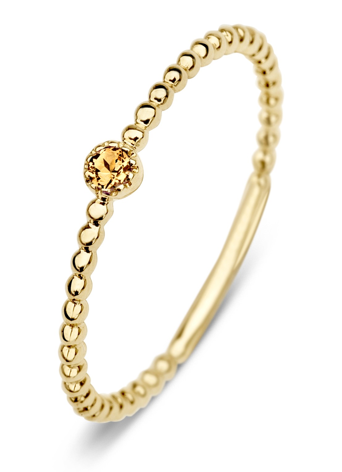 Diamond Point Geelgouden ring 0.04 ct citrien Joy - voorkant goud