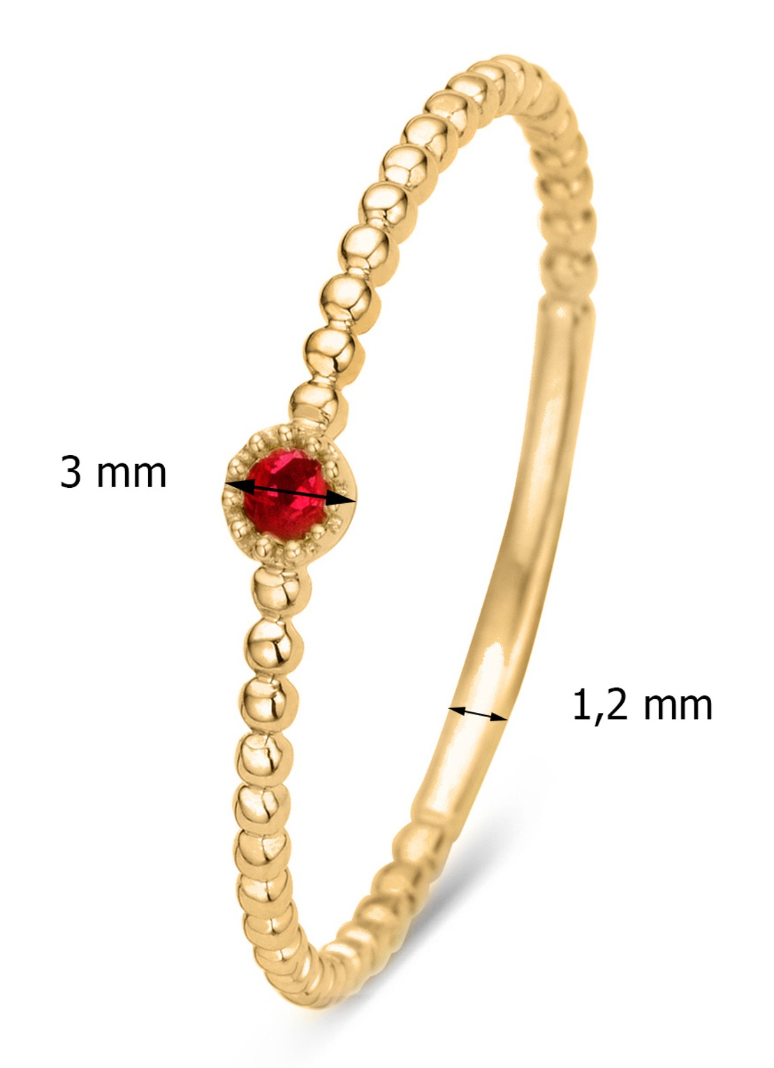Diamond Point Geelgouden ring 0.04 ct robijn Joy - detail goud