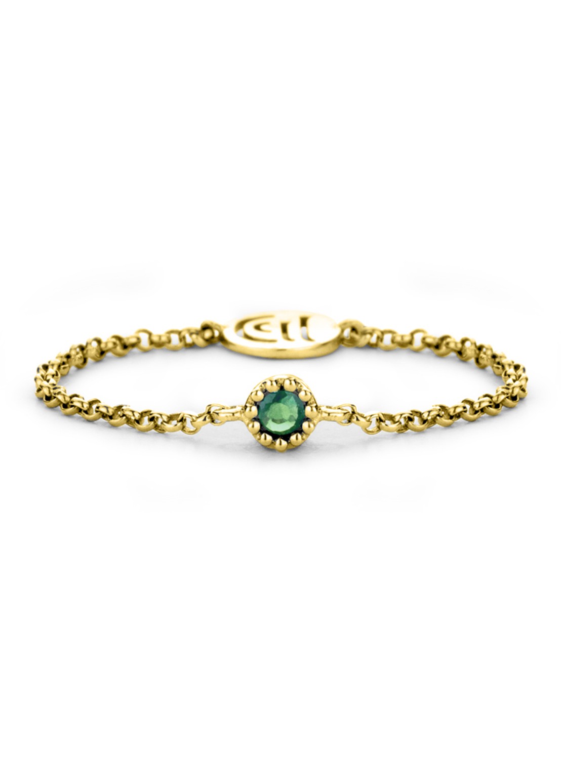 Diamond Point Geelgouden ring 0.04 ct smaragd Joy - voorkant 2 goud