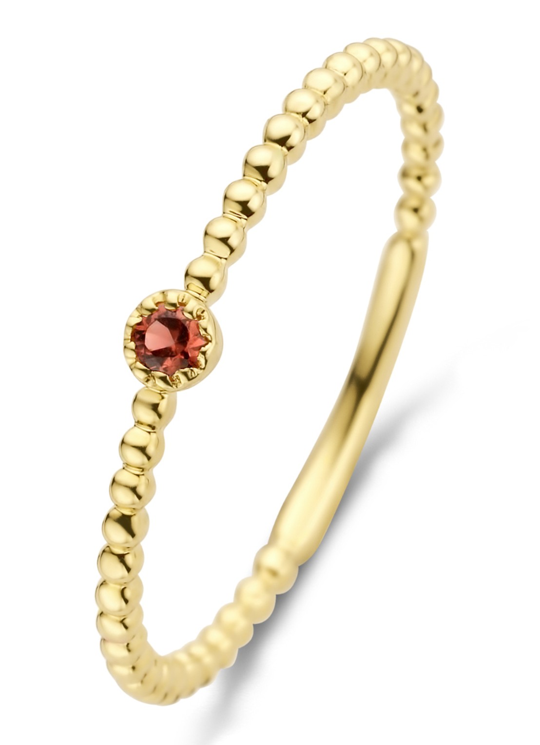 Diamond Point Geelgouden ring 0.05 ct granaat Joy - voorkant geelgoud