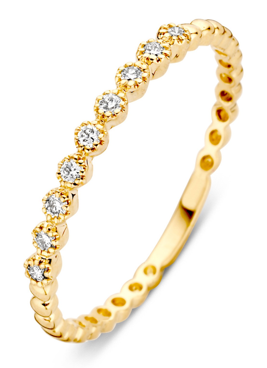 Diamond Point Geelgouden ring 0.09 ct diamant Joy - voorkant goud