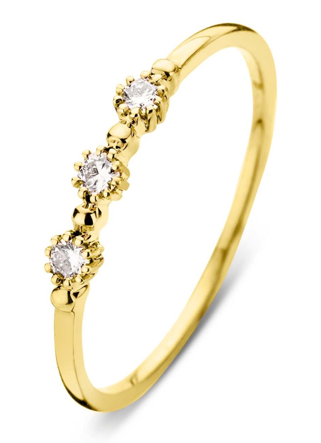 Diamond Point Geelgouden ring 0.10 ct diamant Joy - voorkant goud