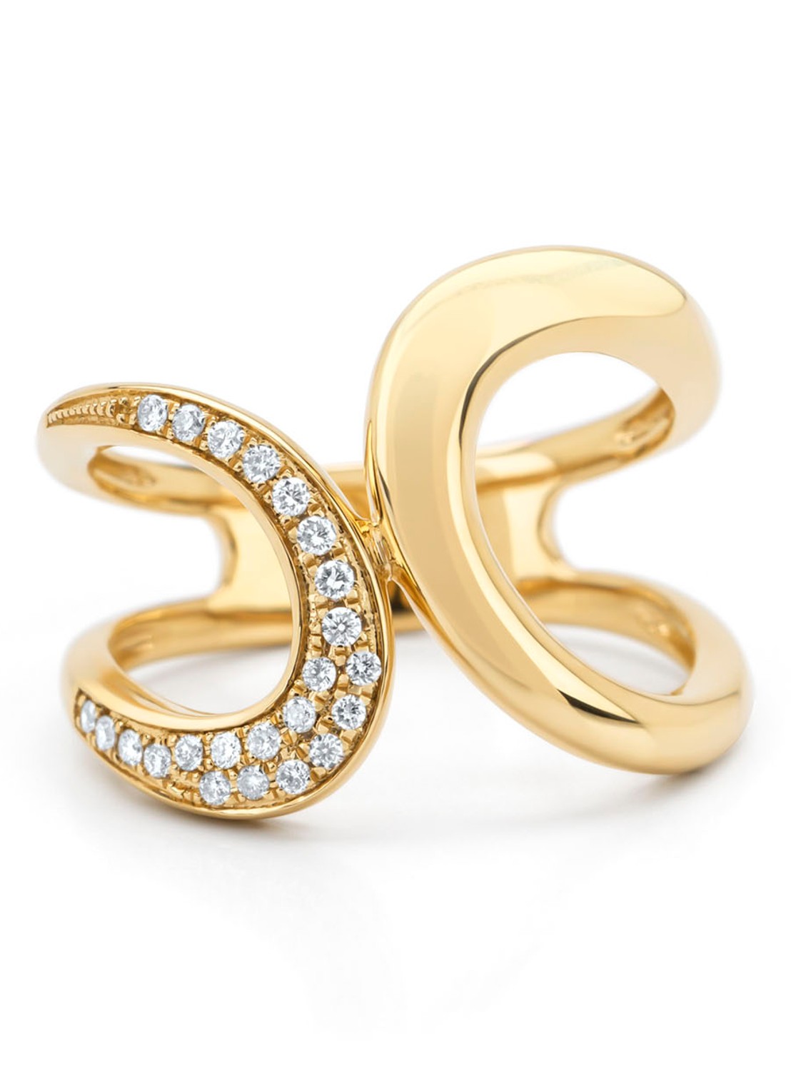 Diamond Point Geelgouden ring, 0.12 ct diamant, Like a star - voorkant 2 geelgoud