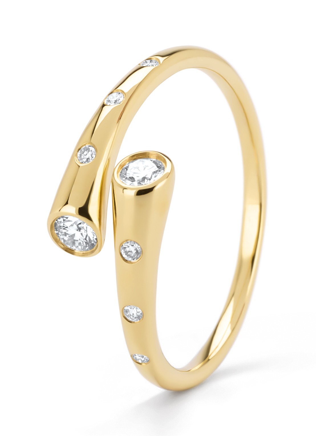 Diamond Point Geelgouden ring, 0.17 ct diamant, Starlight - voorkant geelgoud