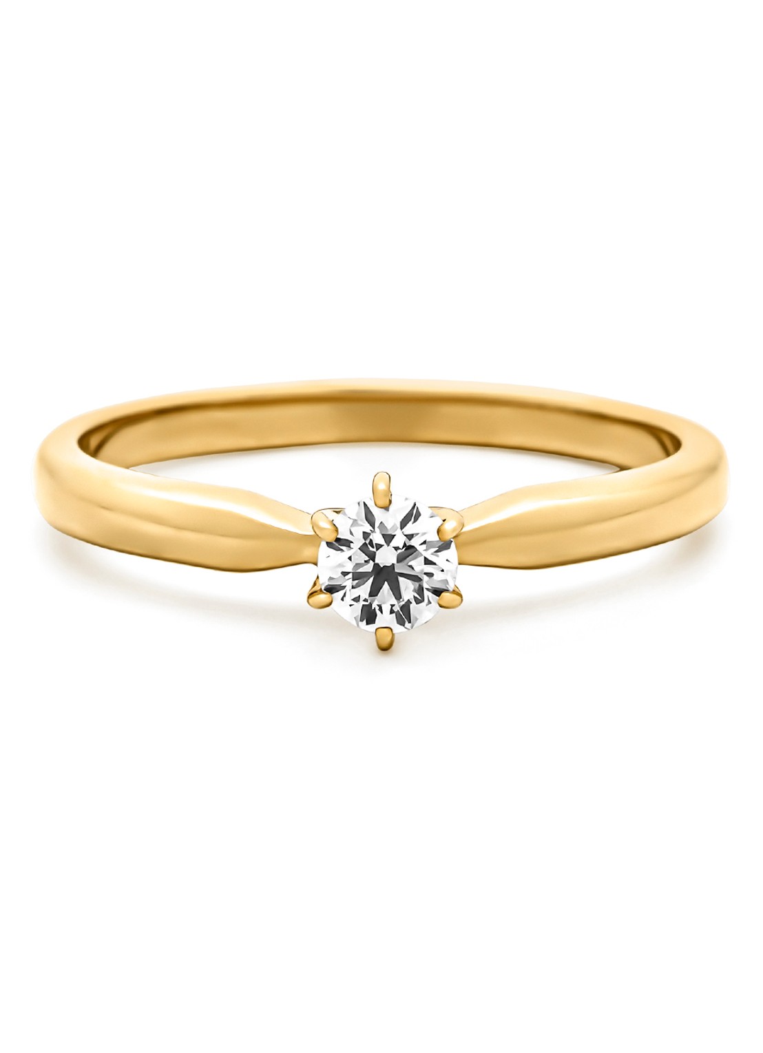 Diamond Point Geelgouden ring, 0.20 ct diamant, Hearts & Arrows - detail geelgoud