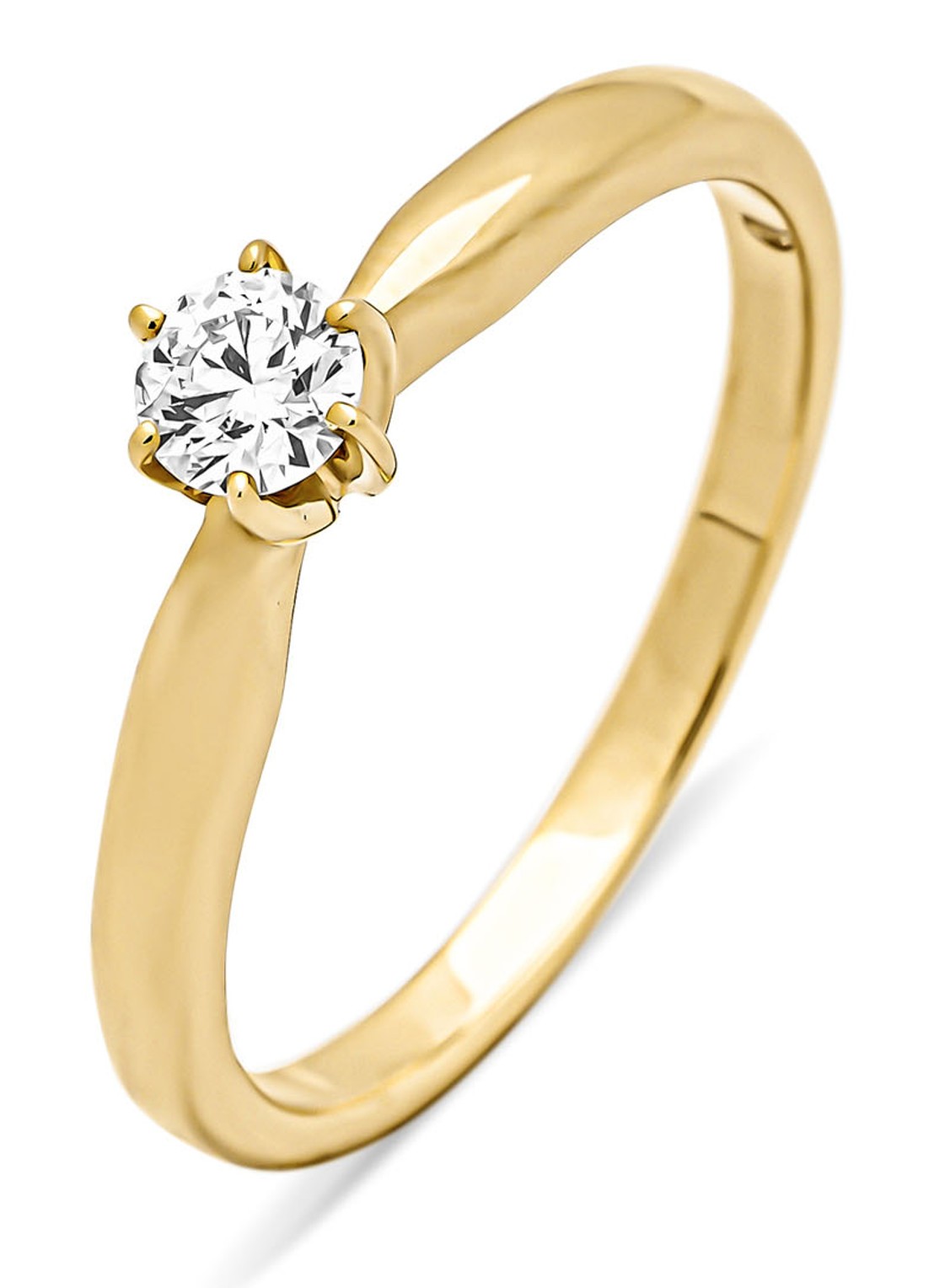Diamond Point Geelgouden ring, 0.20 ct diamant, Hearts & Arrows - voorkant 3 geelgoud