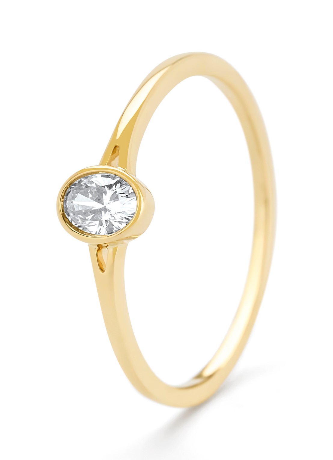 Diamond Point Geelgouden ring, 0.22 ct diamant, Starlight - voorkant geelgoud