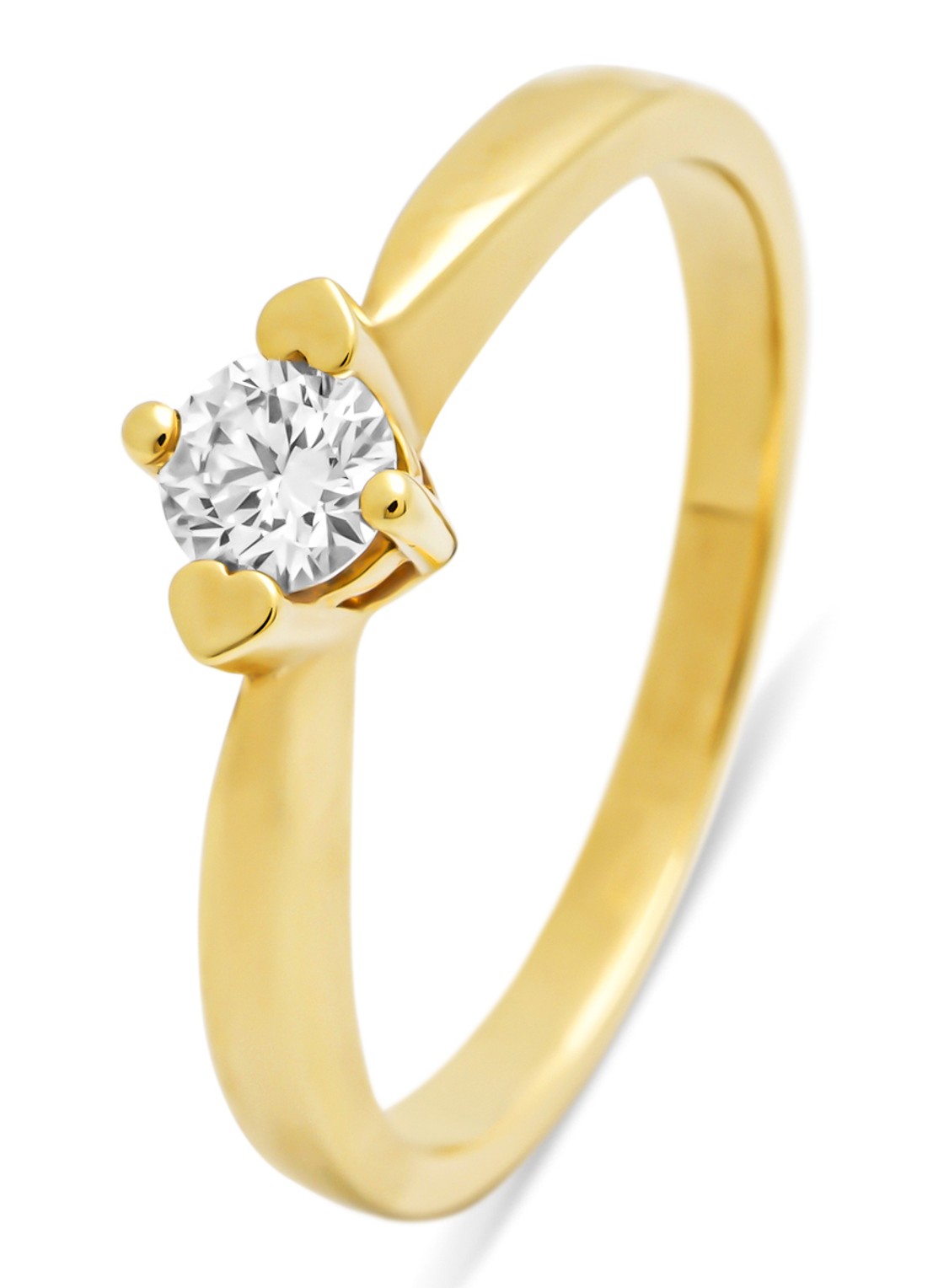 Diamond Point Geelgouden ring, 0.26 ct diamant, Hearts & Arrows - voorkant 2 geelgoud