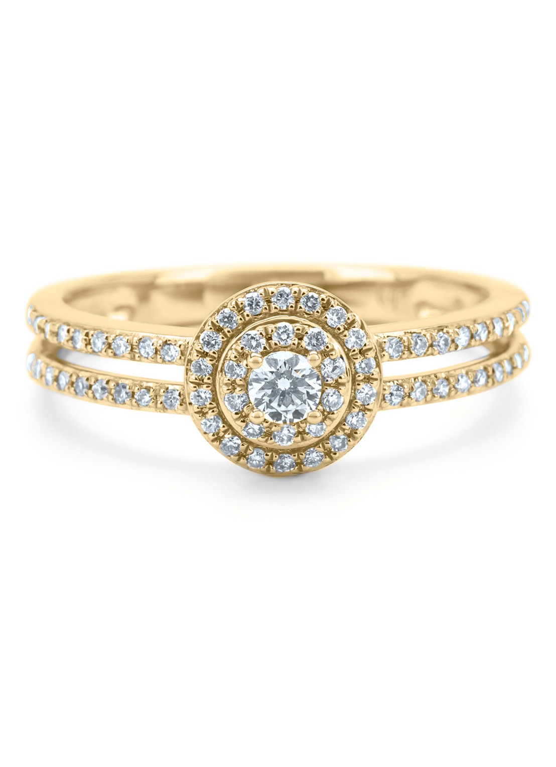 Diamond Point Geelgouden ring, 0.28 ct diamant, Petite Romance - achterkant geelgoud