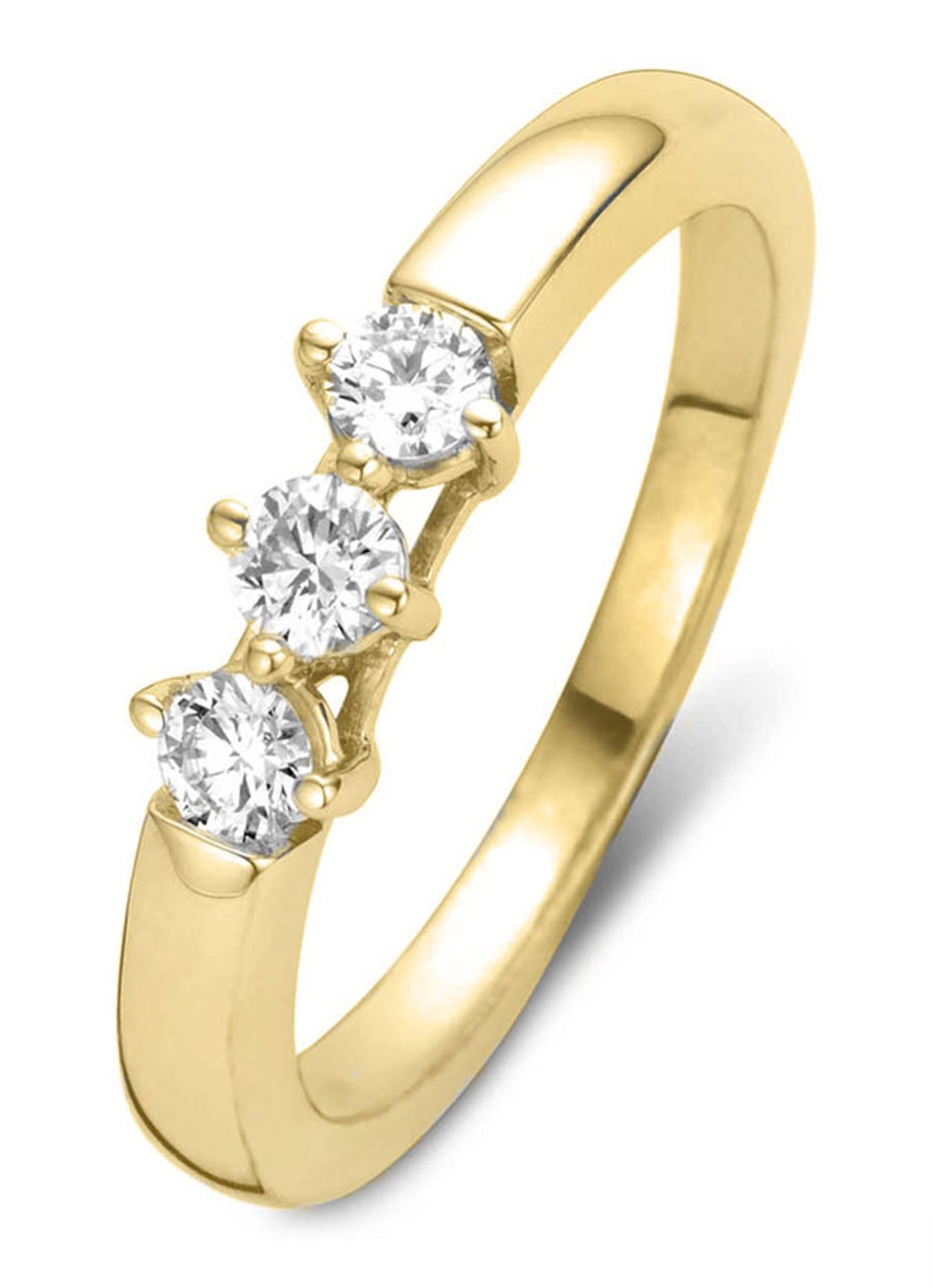 Diamond Point Geelgouden ring, 0.30 ct diamant, Hearts & Arrows - voorkant geelgoud