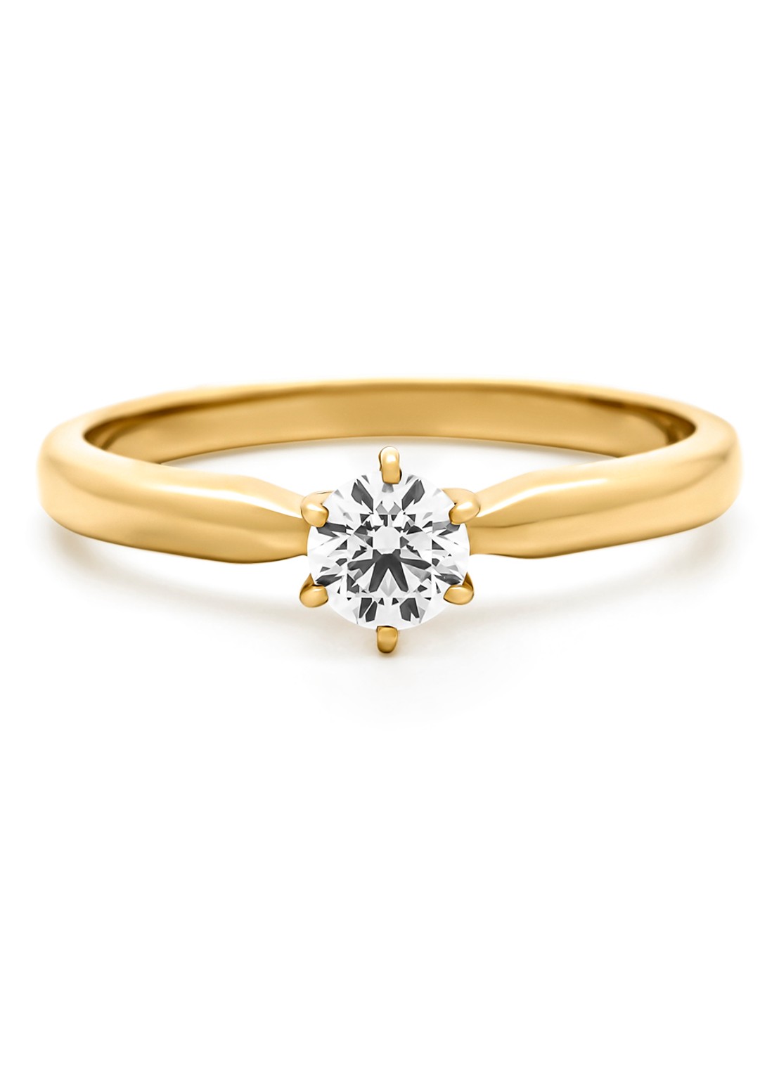 Diamond Point Geelgouden ring, 0.30 ct diamant, Hearts & Arrows - detail geelgoud