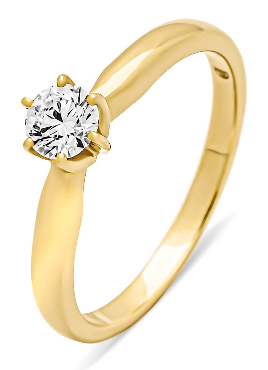 Diamond Point Geelgouden ring, 0.30 ct diamant, Hearts & Arrows - voorkant 3 geelgoud