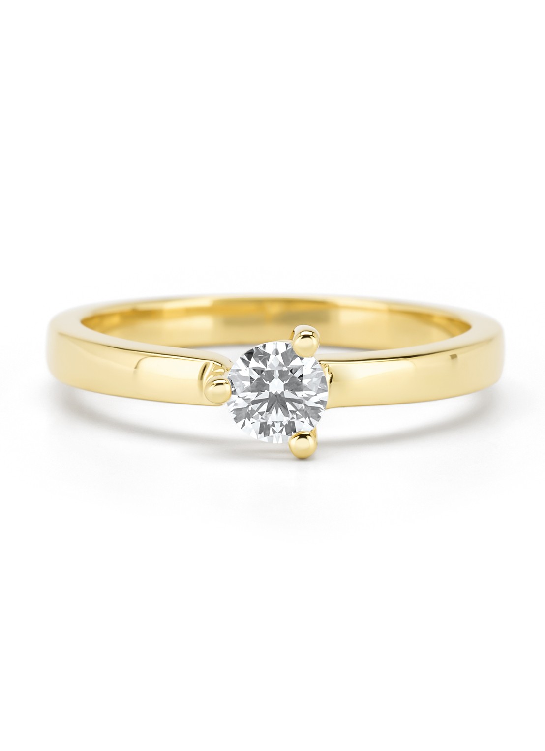 Diamond Point Geelgouden ring, 0.30 ct diamant, Hearts & Arrows - achterkant geelgoud