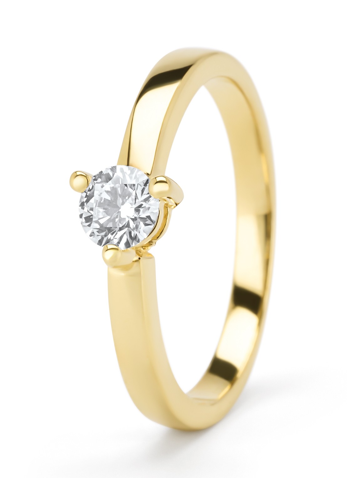 Diamond Point Geelgouden ring, 0.30 ct diamant, Hearts & Arrows - voorkant 3 geelgoud