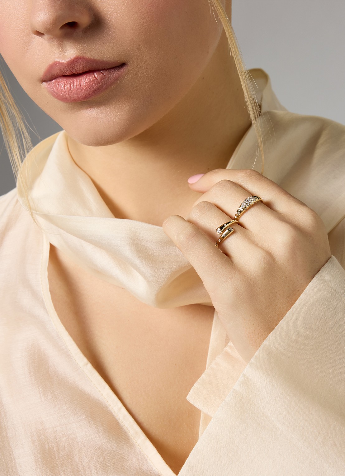 Diamond Point Geelgouden ring, 0.32 ct diamant, Starlight - voorkant 4 geelgoud