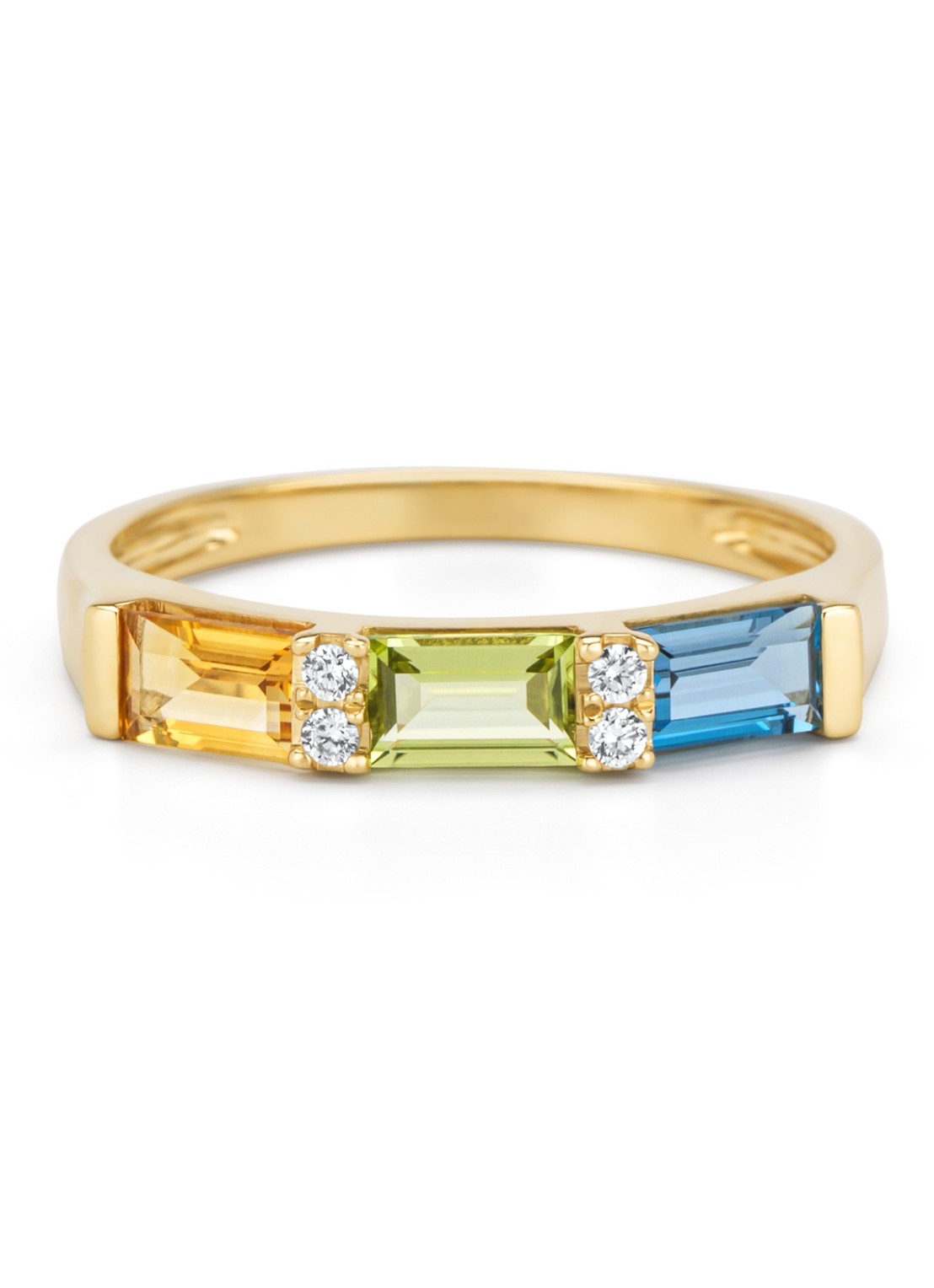 Diamond Point Geelgouden ring, 0.32 ct peridoot, Little Drops - detail 3 geelgoud