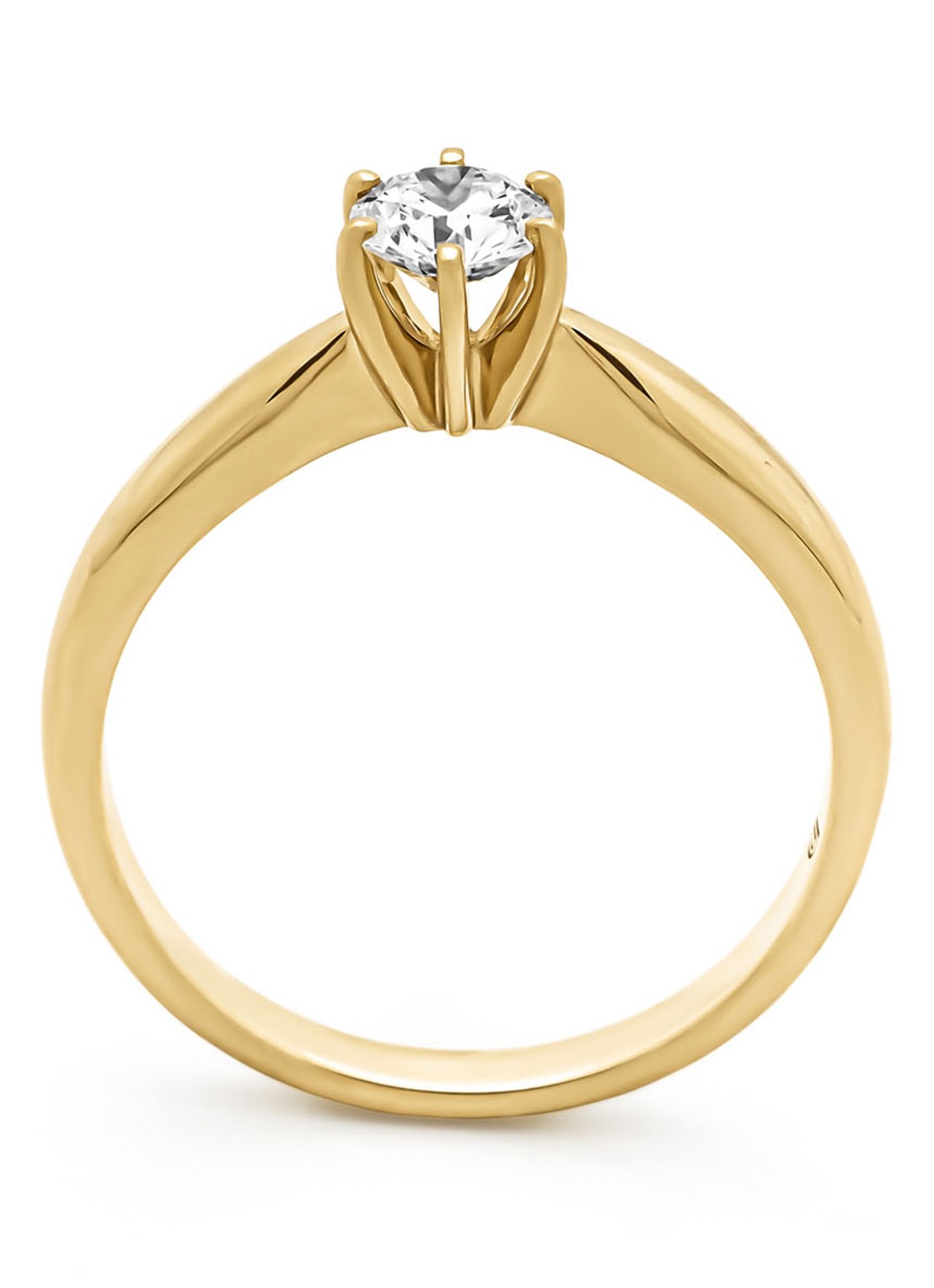 Diamond Point Geelgouden ring, 0.40 ct diamant, Hearts & Arrows - detail geelgoud