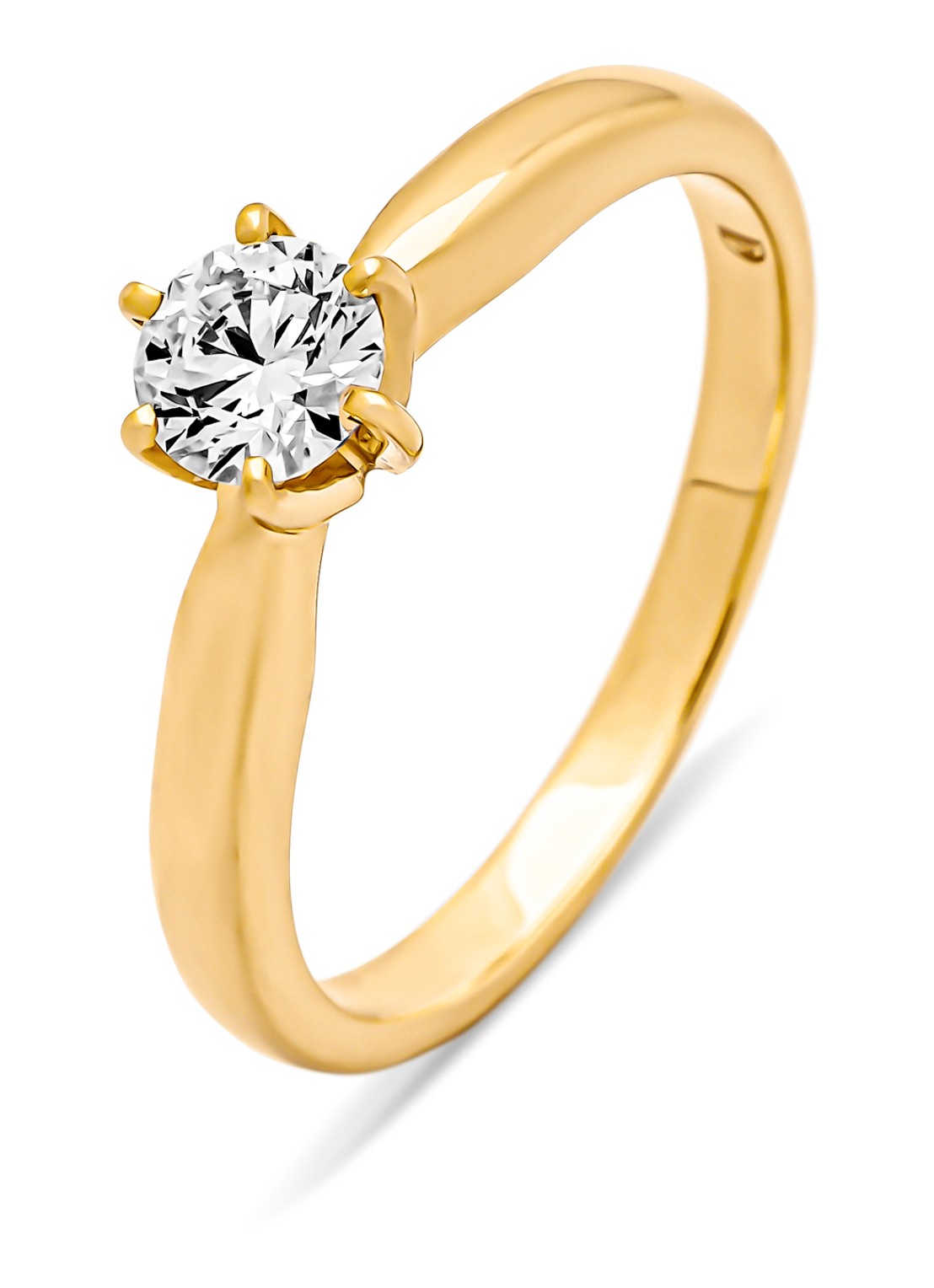 Diamond Point Geelgouden ring, 0.40 ct diamant, Hearts & Arrows - voorkant 3 geelgoud