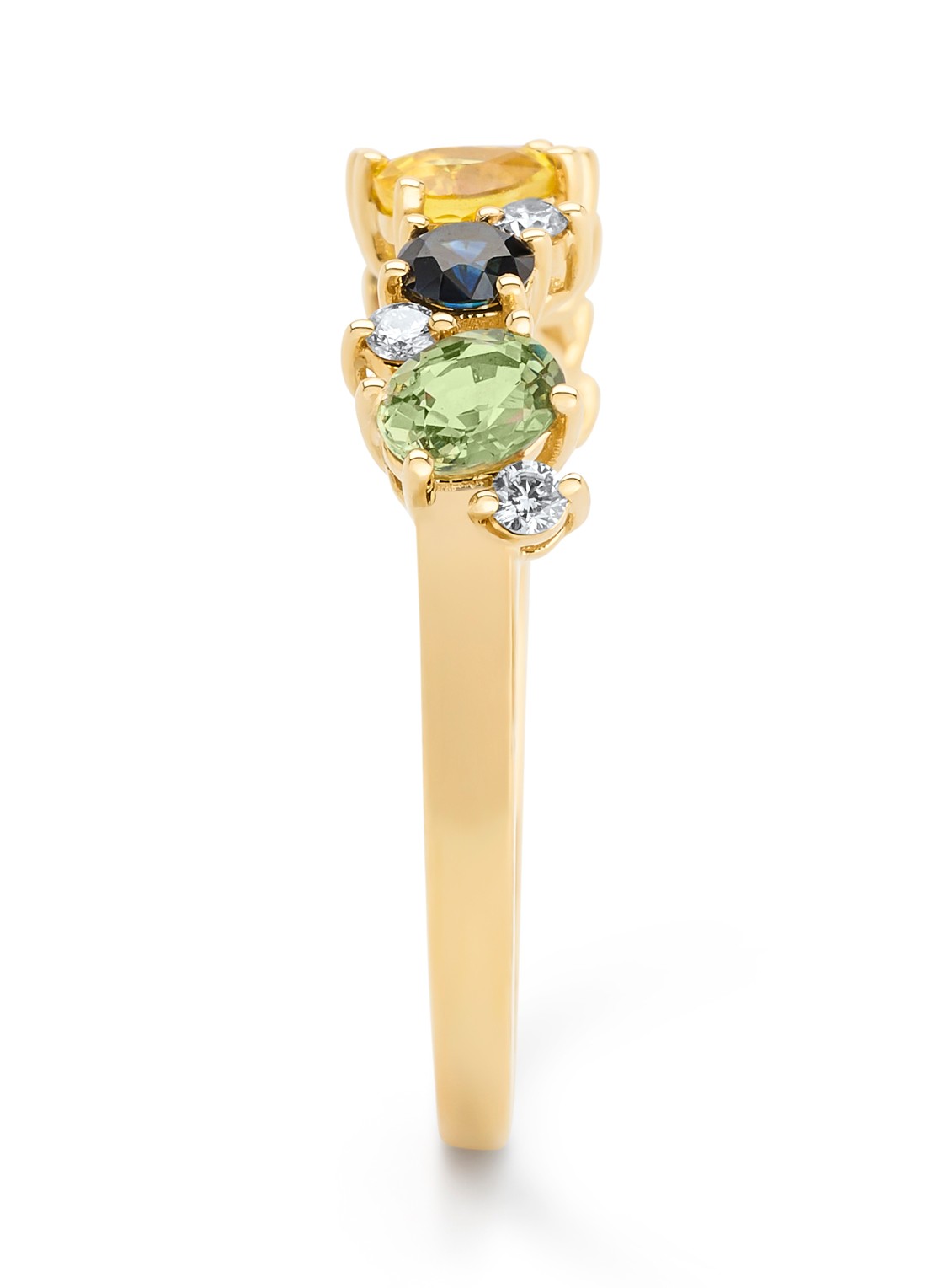 Diamond Point Geelgouden ring, 0.42 ct groene saffier, Eden - detail 3 geelgoud