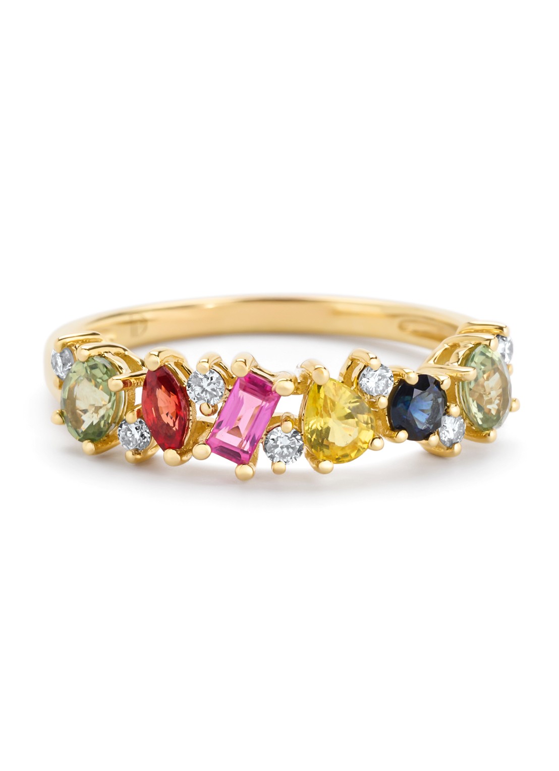 Diamond Point Geelgouden ring, 0.42 ct groene saffier, Eden - detail 4 geelgoud