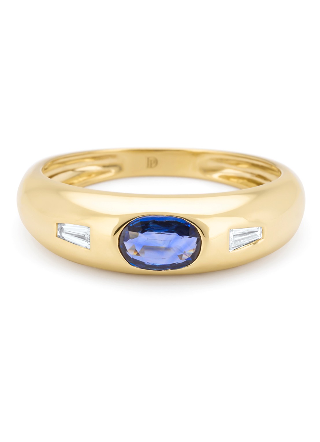 Diamond Point Geelgouden ring, 0.47 ct blauwe saffier, Bold - detail 4 geelgoud