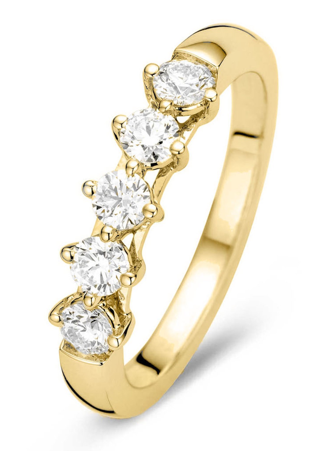 Diamond Point Geelgouden ring, 0.50 ct diamant, Hearts & Arrows - voorkant geelgoud