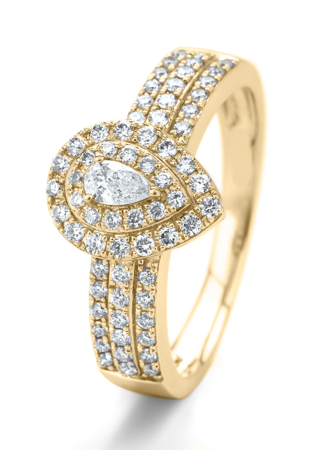 Diamond Point Geelgouden ring, 0.50 ct diamant, Petite Romance - voorkant geelgoud