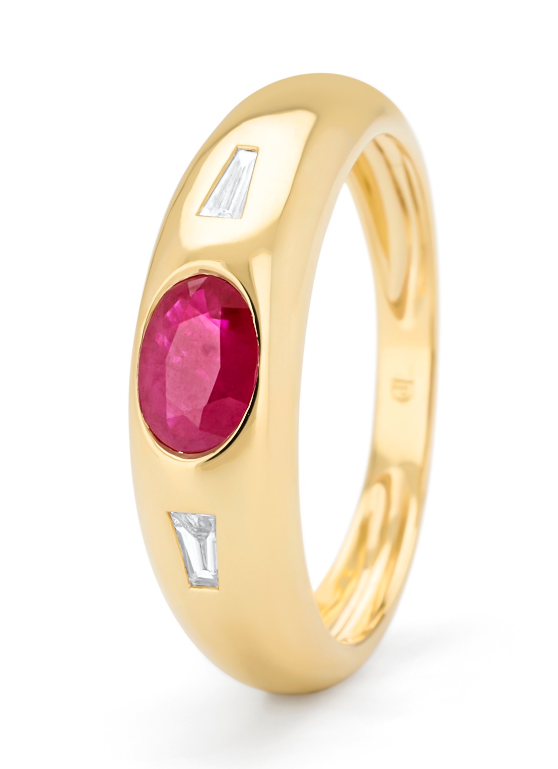 Diamond Point Geelgouden ring, 0.56 ct robijn, Bold - voorkant geelgoud