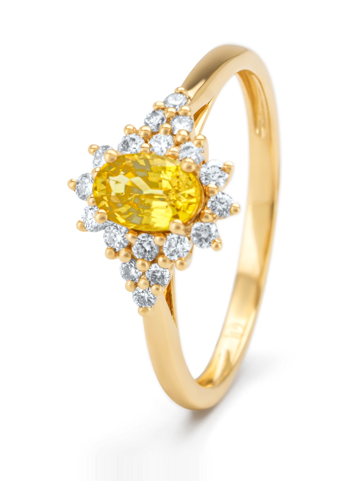 Diamond Point Geelgouden ring, 0.60 ct gele saffier, Eden - voorkant 4 geelgoud