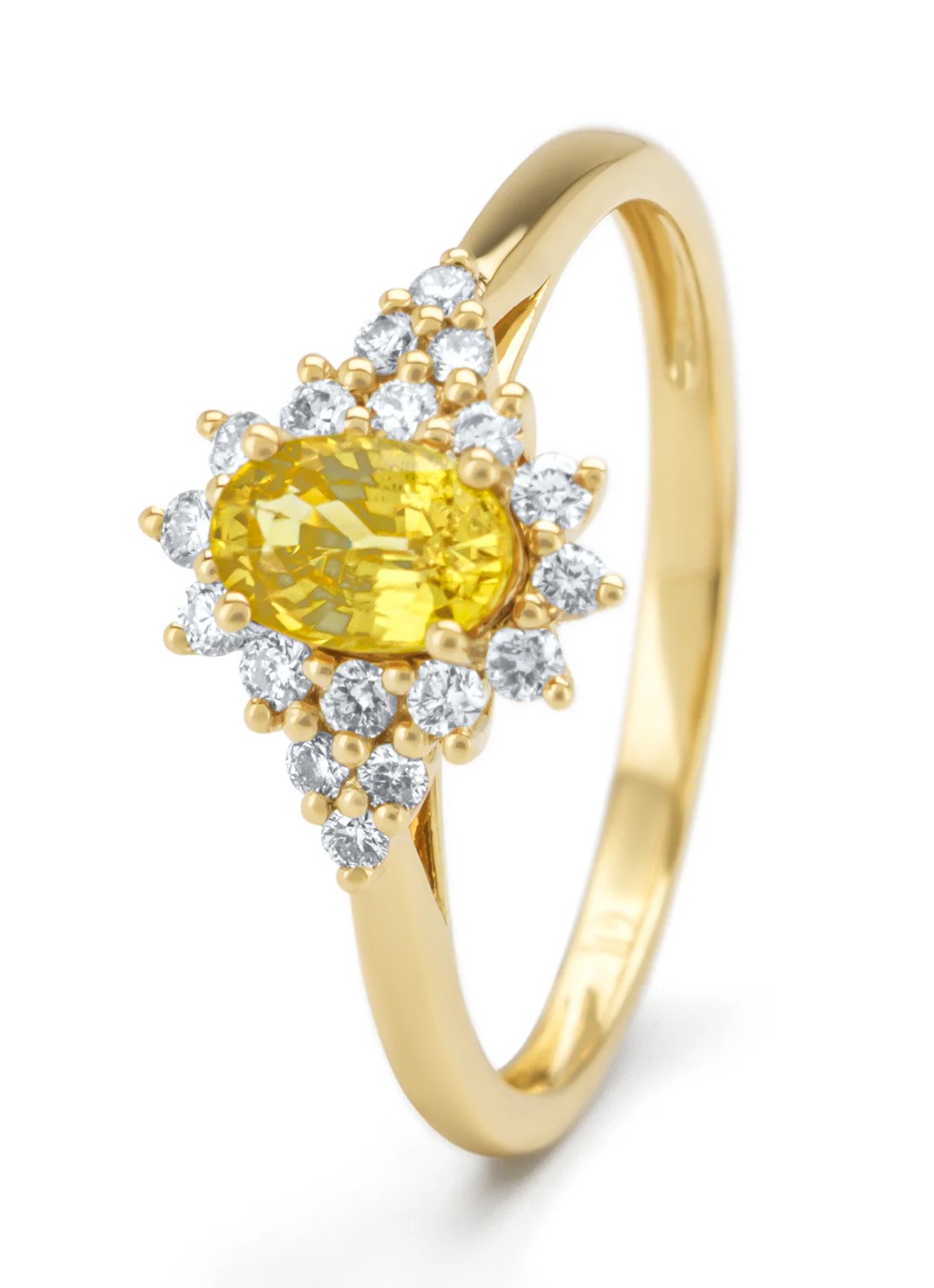 Diamond Point Geelgouden ring, 0.60 ct gele saffier, Eden - voorkant geelgoud