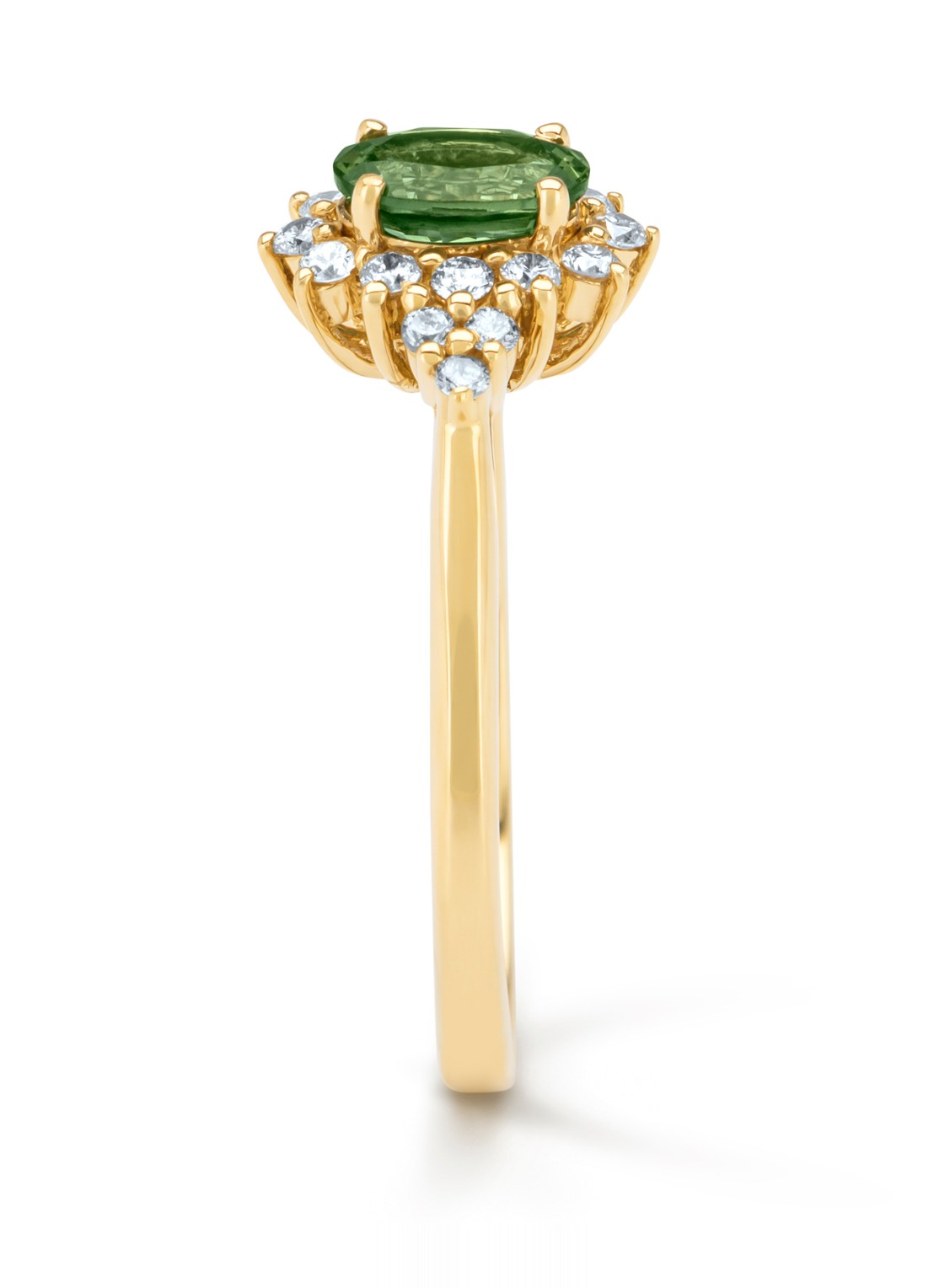 Diamond Point Geelgouden ring, 0.60 ct groene saffier, Eden - detail 4 geelgoud