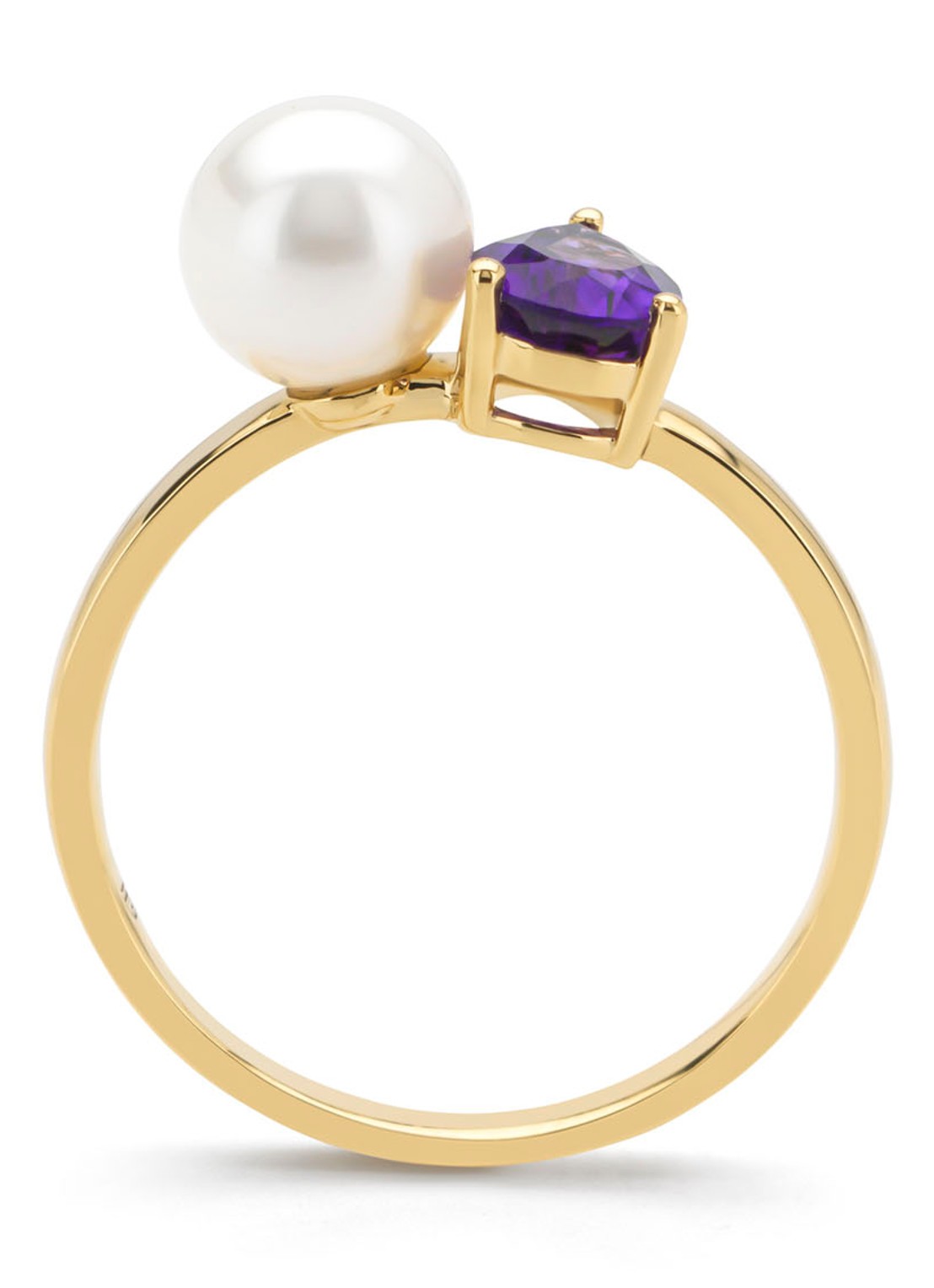Diamond Point Geelgouden ring, 0.63 ct paarse amethist, Rivièra - detail 3 geelgoud
